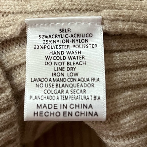 Listicle Cozy Beige Unique High Neck Long Sleeve Sweater Size Small - Picture 5 of 9